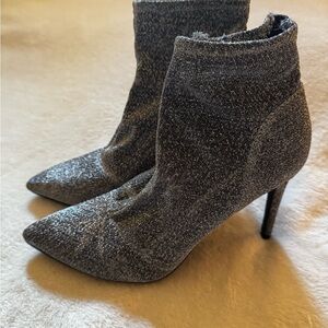 ABOUND stretchy Silver Ankle Boots ladies 9 stiletto heels booties